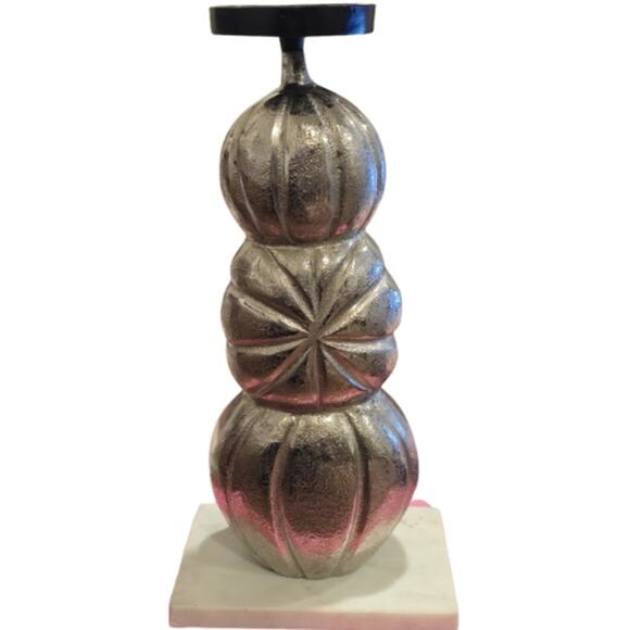 Maisey Mae Stacked Silver Jack O’ Lantern Candle Holder – New - Picture 2 of 4